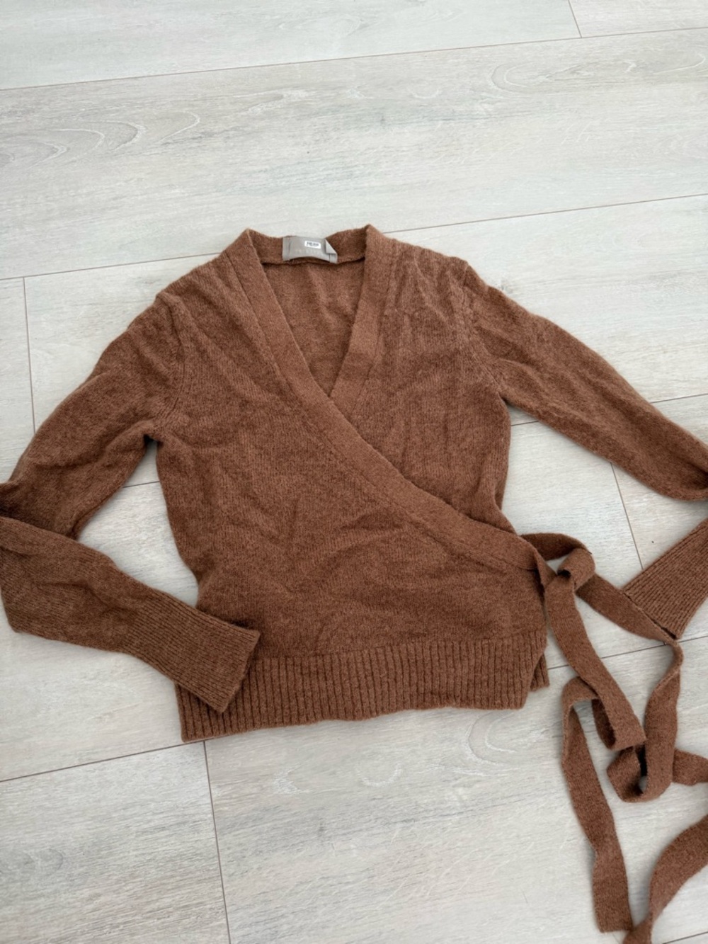 Everlane Brown Wrap V-Neck Sweater